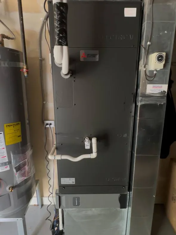 Air handler and ductwork installed in a closet