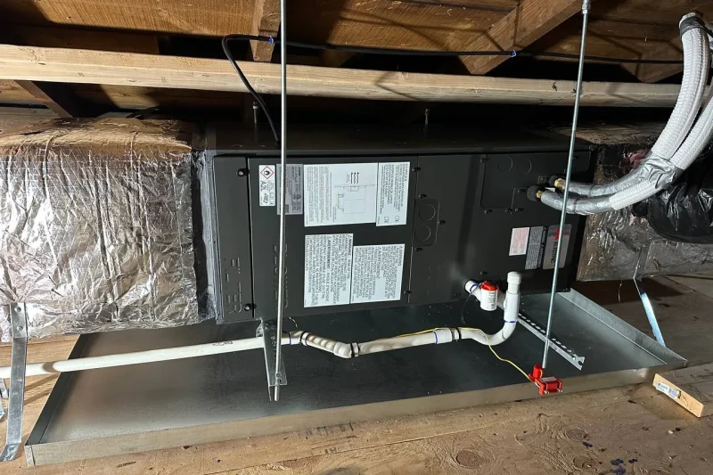 Air handler installed horizontally in a crawl space