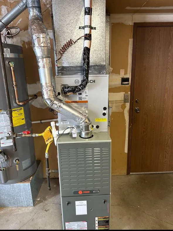 Bosch air handler installed in a utility space