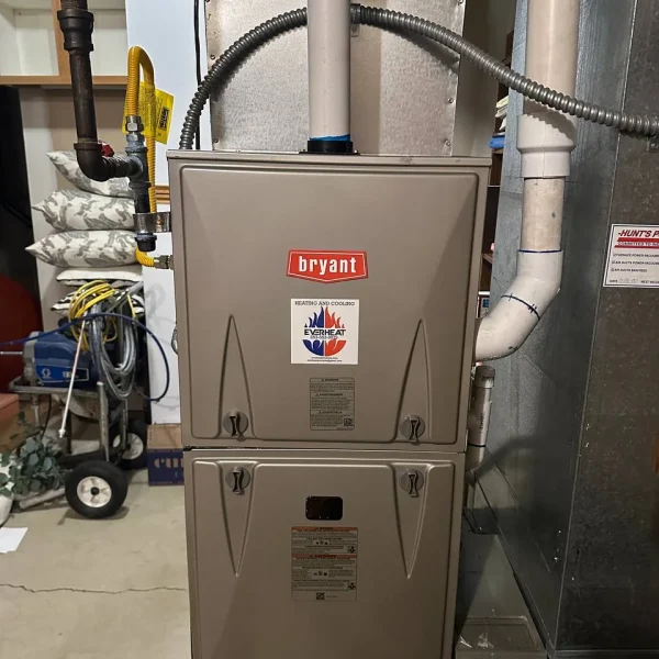 Bryant gas furnace installed in a garage