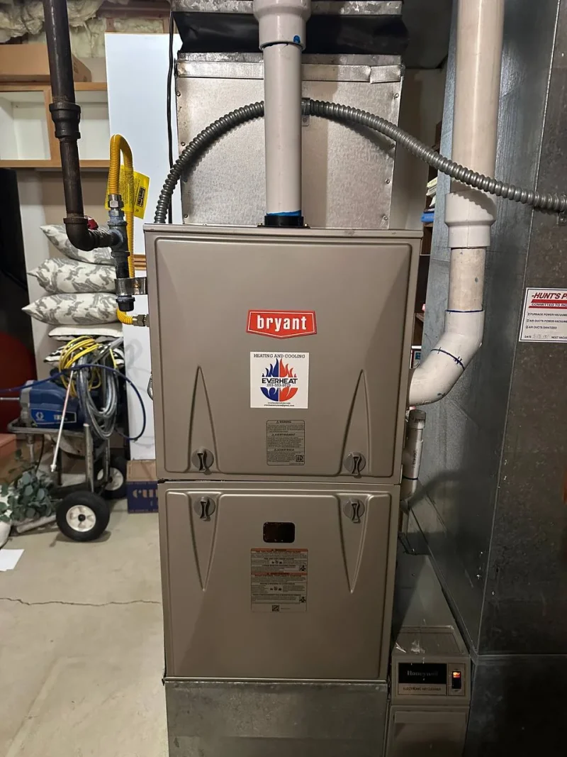 Bryant gas furnace installed in a garage
