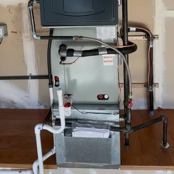 Furnace and ductwork installed in a utility room