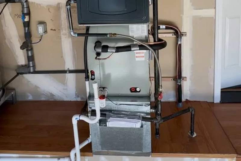 Furnace and ductwork installed in a utility room