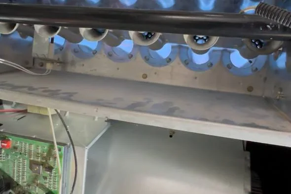 Furnace burners running with a clean blue flame