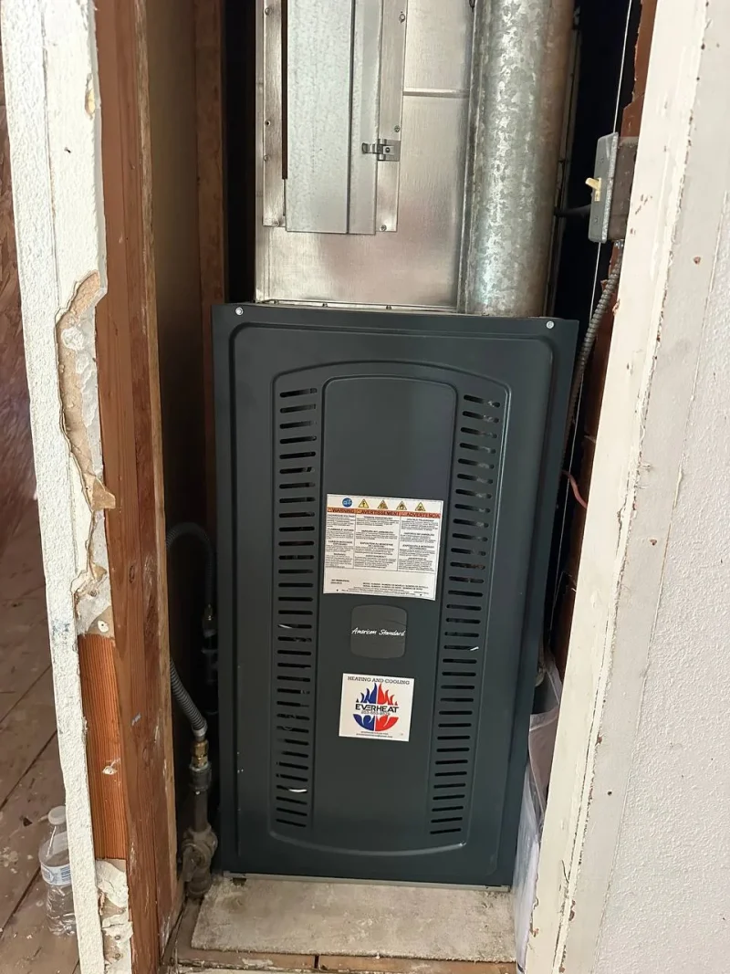 Furnace installed in a narrow utility closet