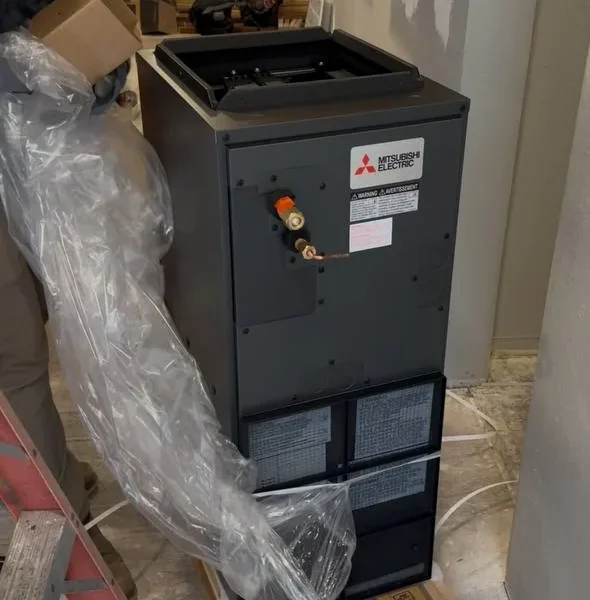 Mitsubishi air handler on site before installation