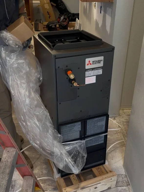 Mitsubishi air handler on site before installation
