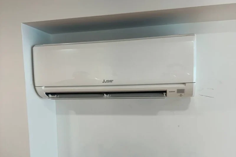 Mitsubishi ductless mini-split indoor head mounted on a wall